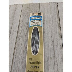 Vintage J&P Coats Dress or Neck Metal Zipper 14" Cloister Brown 56-B